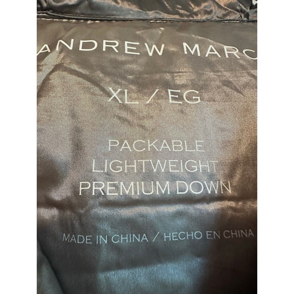 Andrew Marc Womens XL Metallic Gray Packable Lightweight Puffer Down Hood Jacket - Picture 2 of 11